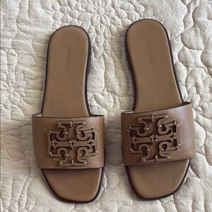 Tory Burch Brown Sandals with Iconic Logo